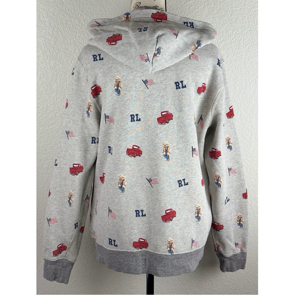 Ralph Lauren Polo Country Boy’s Grey Graphic Polo Bear W/ Truck Hoodie, size XL - Picture 6 of 14
